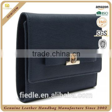 CW765A001 100% Fine Genuine Leather ID Purse, with bowknot tri-fold coin purse for Women