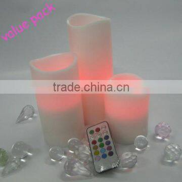 Set of 3 scented paraffin wax electronic battery led wax candle with remote for wedding decor