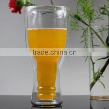 new design double wall glass cups with handle