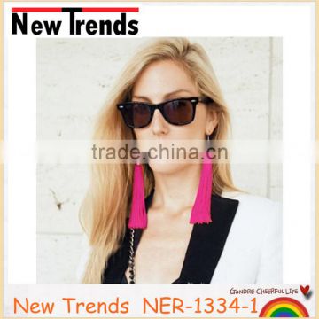 Colorful Korea style long knitted tassel earrings for young