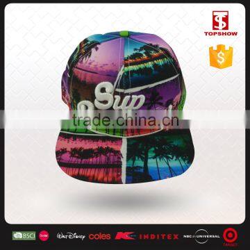 New fashion design flat brim custom printed embroidery cap snapback