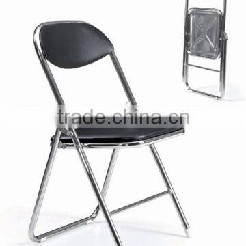 Chromed steel tube upholstery folding easy chair (NB3010)