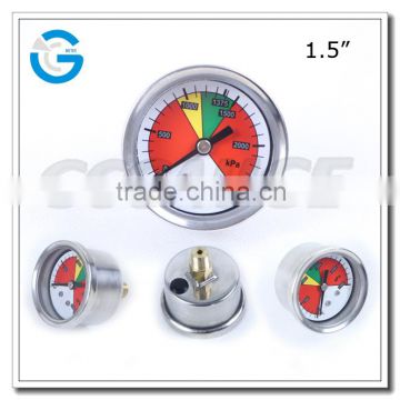 High quality 1.5 inch stainless steel brass internal fire systems gauge