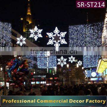 Customize commercial new year street skyline giant LED snowflake decoration