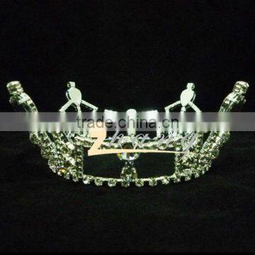 Fully round desgin rhinestone pageant tiara crown for men