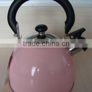 1.8Ltr Painting Color Hot Selling Household Black Plastic Handle S/S Whistling Kettle