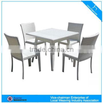 GS-914A White garden rattan dining table and chair