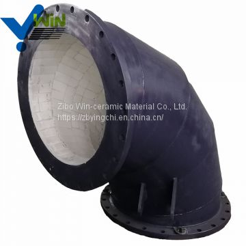 Abrasive materials ceramic lined bend pipe 90 degree elbow