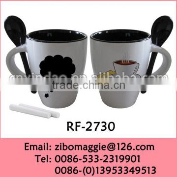 Custom Printed Belly Shape Promotion Soup Porcelain Mug with Spoon in Handle