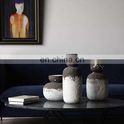 Nodic Simple Retro Japanese Style Wabi sabi Table Decoration Vase Black and White