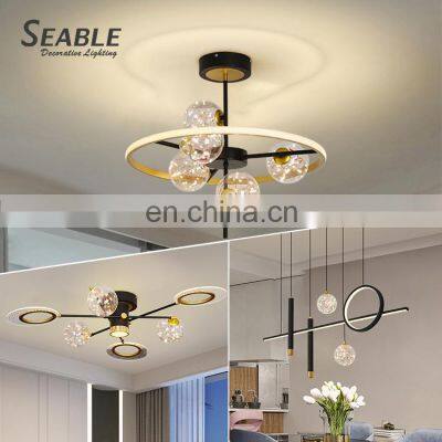 Gorgeous Decoration Black Golden Color Indoor Home Restaurant Modern LED Chandelier Light