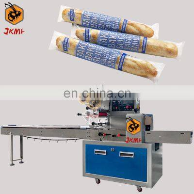 JKMF High Speed Long Bread Roll Pillow Packing Machine French Baguette Flow Packing Wrapping Machine