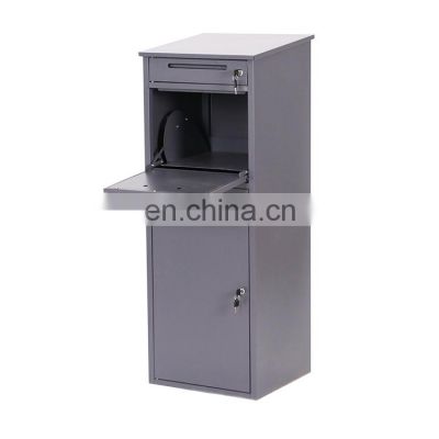 Outdoor Metal Package Mail Box Standing Letter Box Large Freestanding Parcel Post Box Security
