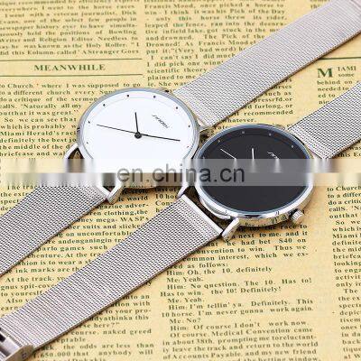 SINOBI Couple Watches Sliver Mesh Band S9598G Minimalism Style Pair Watches Christmas Gift Lovers Handwatches