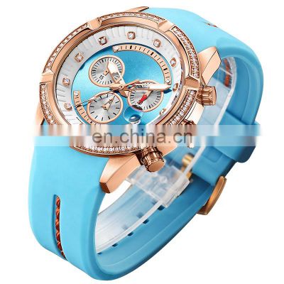 Hot products 2019 luxury sports stainless steel diamond bezel woman lady wrist watch