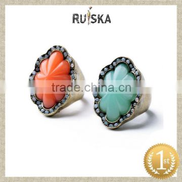 Two Color Vintage Alloy Crystal Rings For Ladies