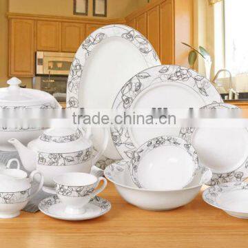 75pcs bone china dinner set with various designs