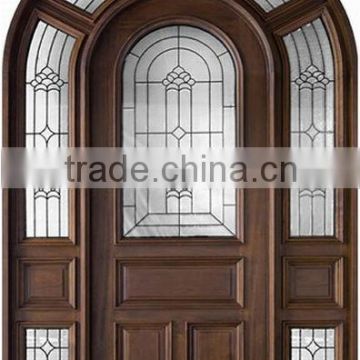 Round Top Decorative Glass Wooden French Doors Design With Side Lite DJ-S6012M