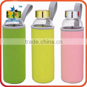 Wholesale 400ml high borosilicate double wall glass water / tea bottle with filter