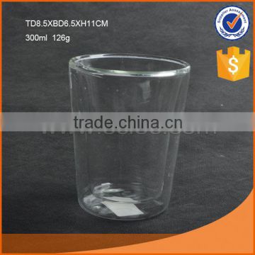 High grade of transparency double glass cup with certificate