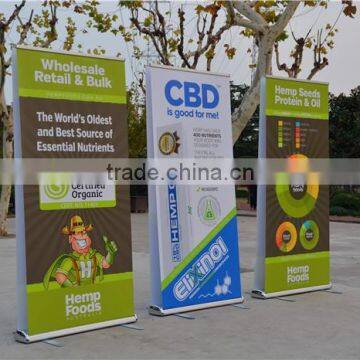 standard outdoor banner size banner stand with spring and heavy iron foot