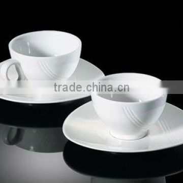 H6144 round design oem logo white porcelain cup and saucer italian