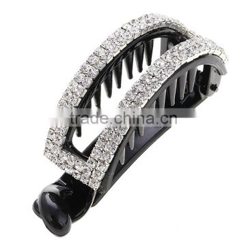 China Factory Price Hot Selling Adult Solid Rhinestone Black Arch-shape Clip Hair Claw Headwear Accessory For Women