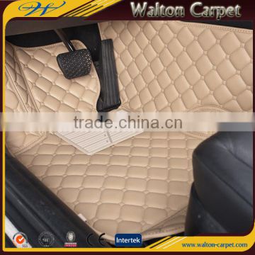 Leather rhombic 3D pattern non-toxic high end beige car mat