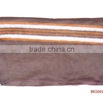three colors Stripe thick hair blanket