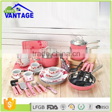 Color coating 59pcs kitchen utensils stainless steel pot and pan kitchen set
