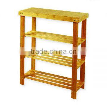 Premium Indoor 2.6FT Bamboo Shelf 4 Tire Painted Eco Friendly