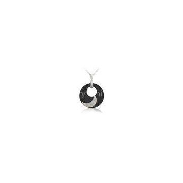 White Cubic Zirconia Black Ceramic With Silver Moon Pendant For Gift CSP0592