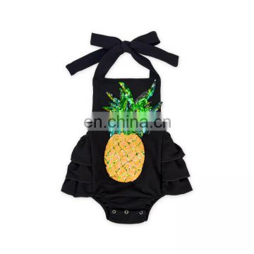 Toddler Sequin Pineapple Halter Romper Girl Summer Playsuit Toddler Boutique Clothes