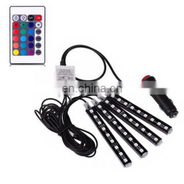 RGB Car Interior LED Strip Flexible Light With Remote Control For Car Decoration Lighting