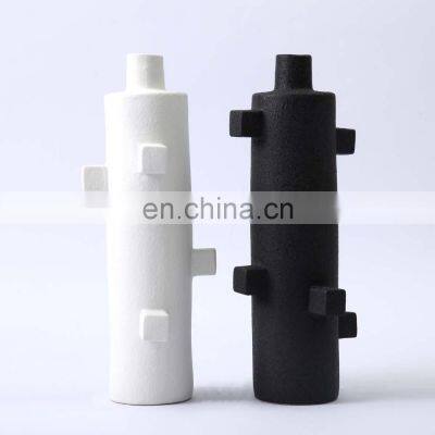 Modern Nordic Minimalism Designed White Black Matte Ceramic Porcelain Flower Vase for Home Decor