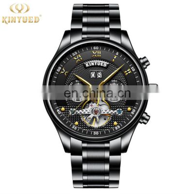 KINYUED 009 Round Men Luxury Brand Automatic Mechanical Stainless Steel Watches For Men Month Week Date Show Watch