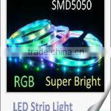 2012 Hot Sales! Free Shipping Super Bright RGB LED SMD5050 Strip Light 60LED/METER CE&RoHS 2 Years Warranty Waterproof IP67