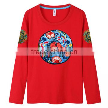 wholesale custom all over print t-shirt red long sleeve shirt