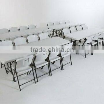 8 Ft Rectangular Tables And Chairs Set (White Granite)