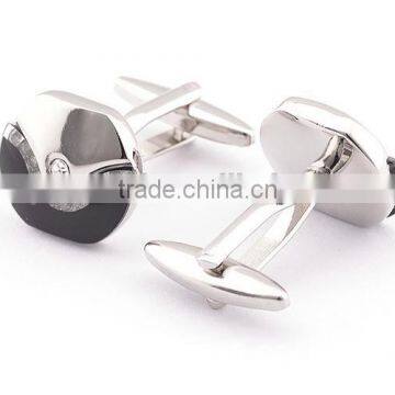 Mother of Pearl Crystal Round Cufflinks