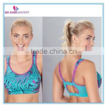 OEM service 86% nylon 14% spandex sublimation printed plus size sports bra