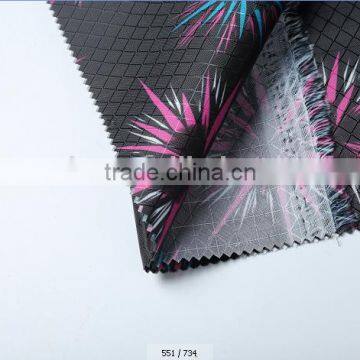 Printed PU Coating Plaid Polyester Taffeta Luggage Fabric