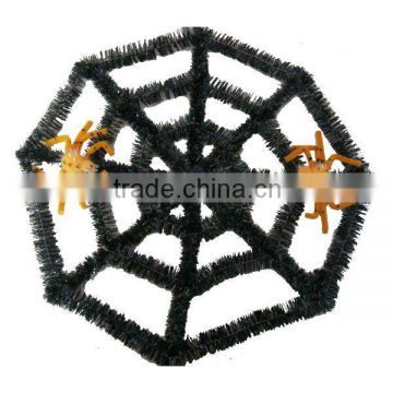 Black Spider Web Tinsel Hanging Decoration