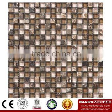 IMARK Mixed Color Crystal Glass Mix Marble Mosaic Tiles for Wall Decoration and Backsplash Code IXGM8-048