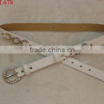 Metal PU leather belt for ladies