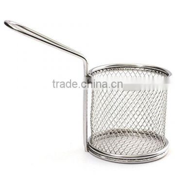 mini fying basket for potato chips storage basket and Mini Stainless Steel Fries Net Fry Fryer Basket 8cm Small Round Net