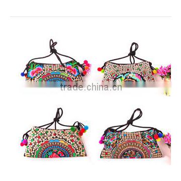 ethnic embroidery woman handmade canvas messenger bag for shopping/party/Christmas gift