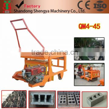 Small mobile diesel engin QM4-45 Hollow block making machine with