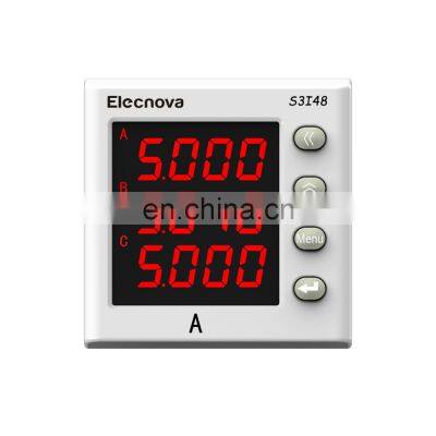 LCD Display Micro Ampere Hour Meter S3I48 Panel 48*48 Panel 3 Phase Digital Display Current Meter Digital Only AC 1A/ 5A LED 0.5