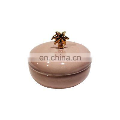 mini round small pink luxury gold custom design logo ceramic porcelain jewelry storage gift ring case boxes for jewelry